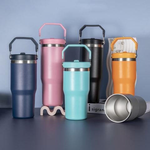 30oz Stainless Steel Vacuum Insulated Tumbler with Leak Resistant Flip Straw